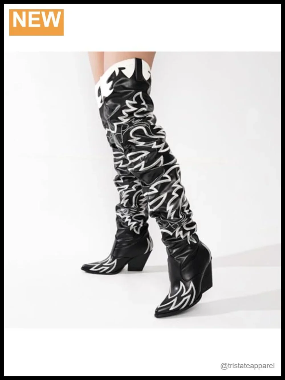 Slouchy Faux Leather Thigh High Over the Knee Cowboy Boots Chunky Block Heel